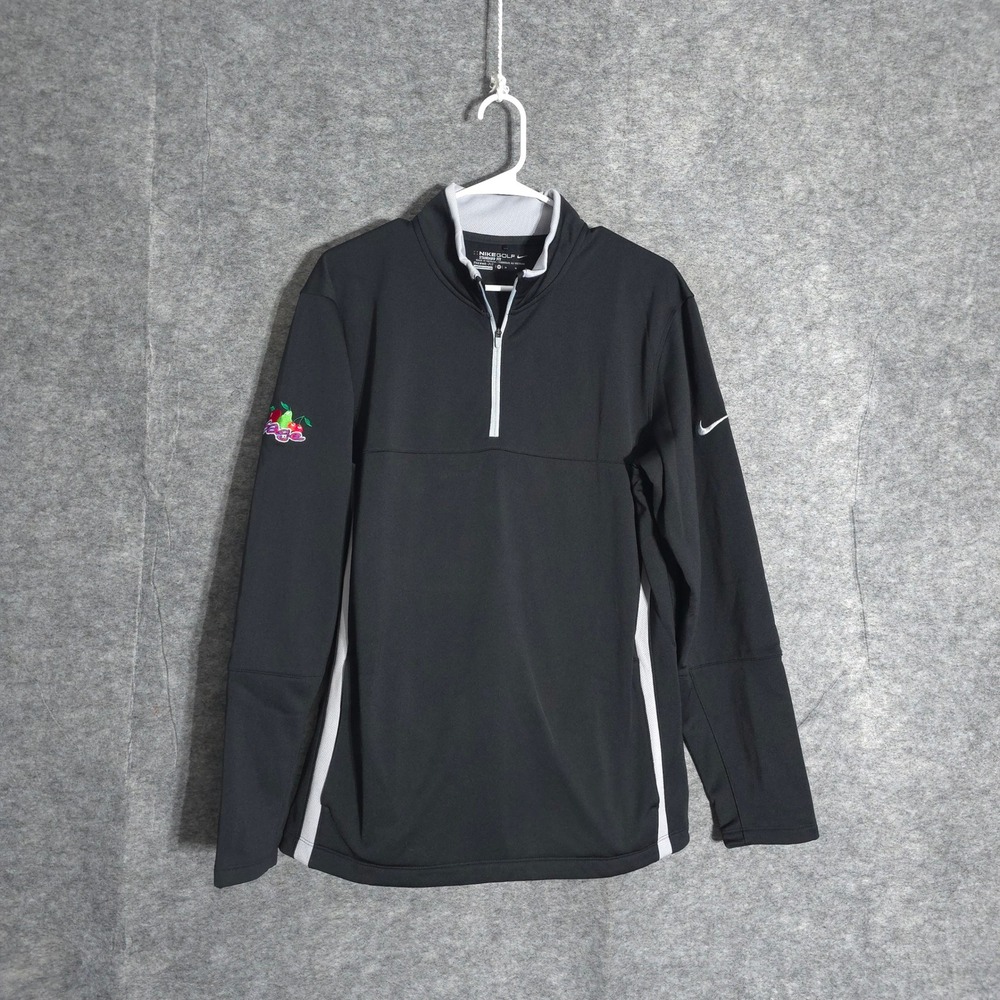 Nike Golf Therma-FIT Pullover Mens M Black 1/4 Zip Sage Fruit Logo 686085-010